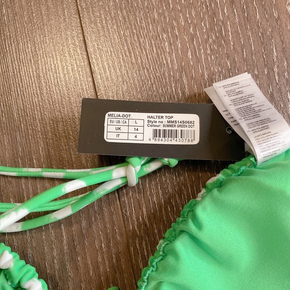 NWT Summer green ruffle polka dot swim top L - Picture 3 of 3